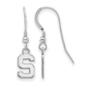 Sterling Silver Michigan State University XS Tiny Dangle Wire Earrings